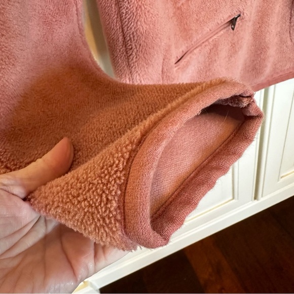Madewell Women’s Pink Sherpa Popover Quarter Zip Pullover Sweatshirt Dusty Pink - Picture 11 of 12